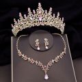 Baroque Fashion Bridal Jewelry Sets Luxury Crown Earrings Choker Necklace Set Women Wedding Dress Tiaras Bride Jewelry Set. 