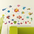 【IKE】Cartoon Underwater World Wall Stickers for Kids Children's Room Bedroom Decoration Removable Waterproof Wallpapers. 