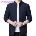 Men Coat Stylish Men's Slim Fit Jacket with Stand Collar Perfect for Business Casual Wear Zipper Closure Multiple Pockets Trendy Mid-aged Outwear Men Cold Weather Coat. 