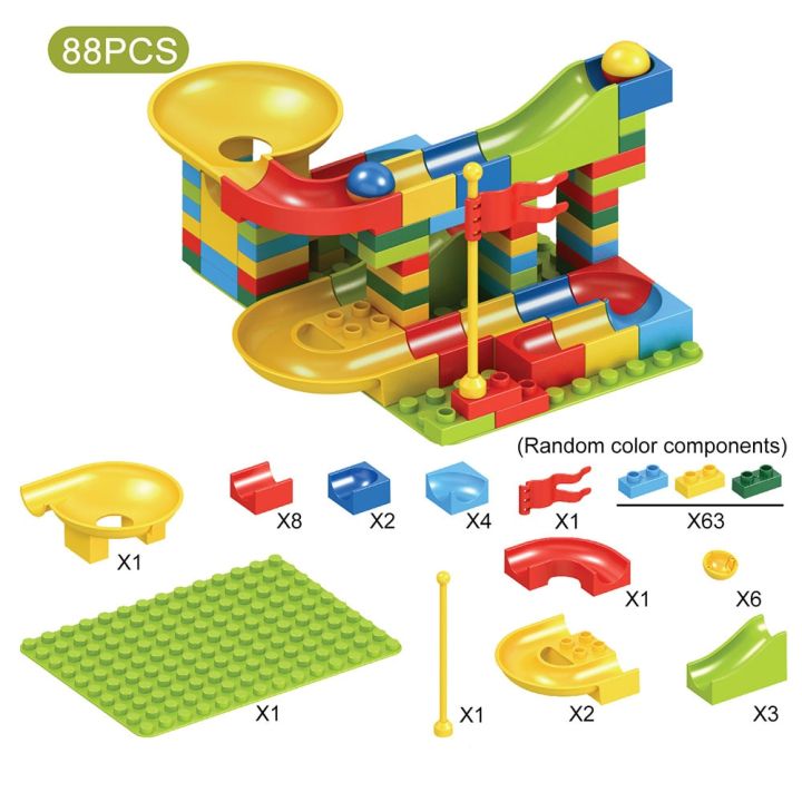 Building Blocks Plastic Funnel Track Slide Block Marble Race Run Maze Ball DIY Assembly Bricks Gifts Toys for Children-100PCS Gray