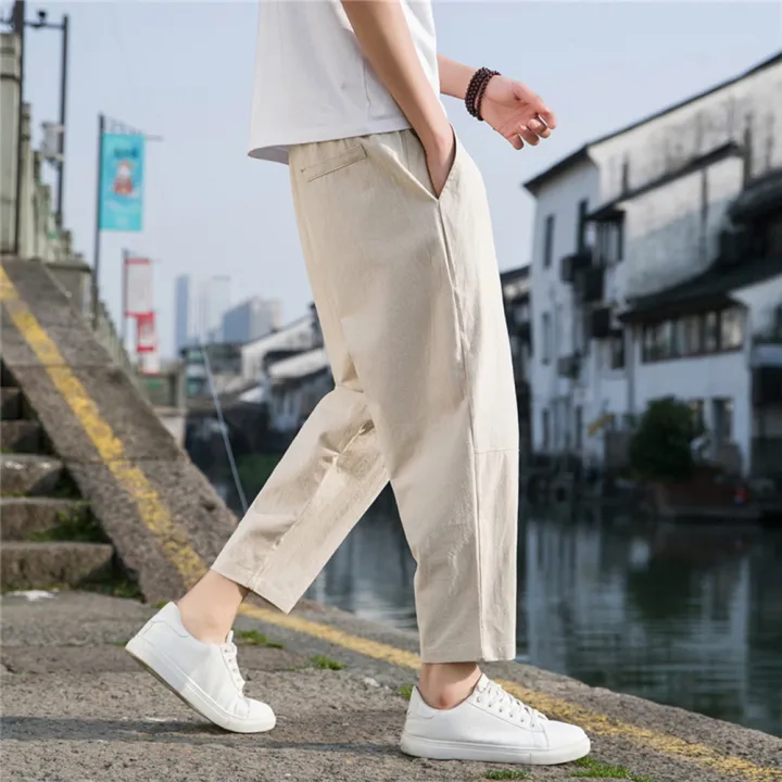 Yfashion%20Men%20Pants%20Solid%20Color%20Cotton%20Blended%20Casual%20Loose%20Straight%20Trousers%20For%20Spring%20Summer%20color%20-%20Image%208
