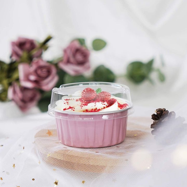 100Pcs%205Oz%20125Ml%20Disposable%20Cake%20Baking%20Cups%20Muffin%20Liners%20Cups%20with%20Lids%20Aluminum%20Foil%20Cupcake%20Baking%20Cups-Pink%20-%20Image%204