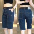 Men's Straight Summer Pocket Pants Stretch Six Or Seven Points Loose Men's Thin Breeches 2023 Denim Shorts Pants. 