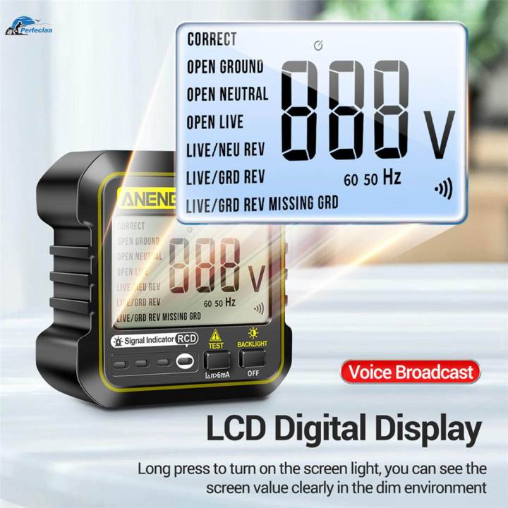 Socket Tester Electrical Wiring Automatic Portable Circuit Analyzer Receptacle Tester Voltage