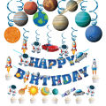 Solar System Outer Space Theme Kids Birthday Party Table Decorations Accessorie Space Shuttle Astronaut Galaxy Planet Balloons. 