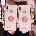 For Huawei Y6S / Huawei Y6 Prime 2019 Cover + Ring Holder Ultra Thin Shiny Plating Bumper Stand Phone Case Soft TPU Silicone Shockproof Protective Back Cover. 
