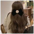 Retro Black Velvet Bow Hairpins for Women Fabric Camellia Flower Hair Clips Headdress Barrette Hairgrip Girls Hair Accessories. 