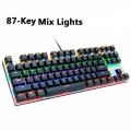 100% Percent Mechanical Gaming Keyboard RGB Rainbow Light Up Tenkeyless Keyboard, Compact TKL 87 Keys, Ergonomic Stand, Waterproof for PC Mac PS4 Xbox with Blue Switches, 100% Anti-Ghosting, Metal Construction, Water Resistant for Windows Smart box Laptop. 