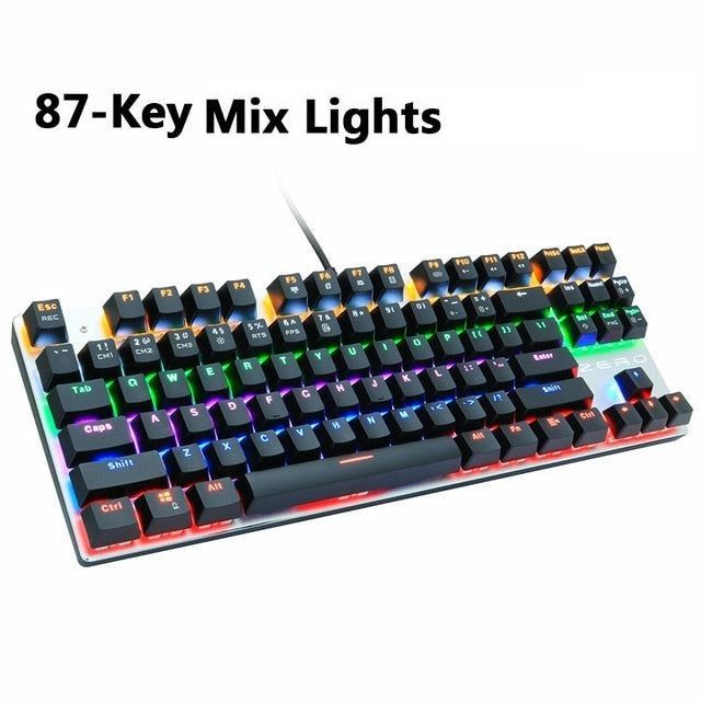 100% Percent Mechanical Gaming Keyboard RGB Rainbow Light Up Tenkeyless Keyboard, Compact TKL 87 Keys, Ergonomic Stand, Waterproof for PC Mac PS4 Xbox with Blue Switches, 100% Anti-Ghosting, Metal Construction, Water Resistant for Windows Smart box Laptop
