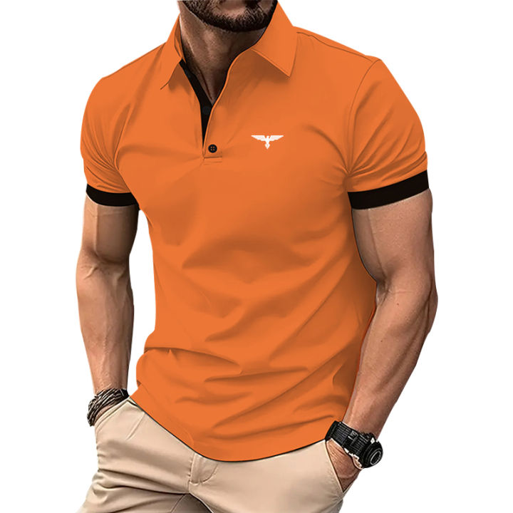 Men Fashion Slim Fit Summer Short Sleeve Sport Lapel Polo Shirt .