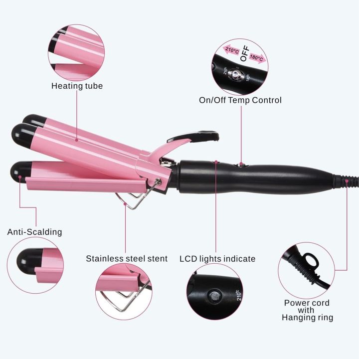 3%20Barrels%20Hair%20Curler%20-%20Curling%20Iron%20Wand%2025mm%20Mermaid%20Hair%20Waves%20with%202%20Adjustable%20Temperature%20Control,%20Quick%20Heating%20Iron%20Curling%20Tongs%20for%20Long%20or%20Short%20Hair%20Styling%20-%20Image%205