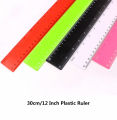 1pc 30cm/12 Inch Plastic Ruler Simple Style Straight Ruler Measuring Tool for Student School Office Stationery Supplies, Random Color. 