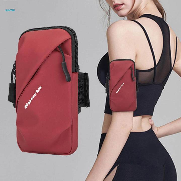Phone Armband Bag Wrist Pouch Sports Arm Bag for Running Walking Jogging Red