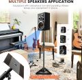Speaker Stand Pair, 6-Position (97-157cm) Height Adjustable Studio Monitor Stands with Stable Base, Non-skid Padding Stickers & Safety Pin, Heavy Duty Metal Triangle Speaker Stands Pair. 
