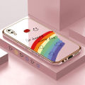 Hontinga for Samsung A10S Case Luxury 6D Plating Smile Rainbow Side Pattern Soft Back Cover Silicone Square Phone Cases. 