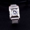 【IKE】Real  Mens Ring Full Diamond Wedding Proposal Engagement Luxury Charm Exquisite Romantic Classic Jewelry. 