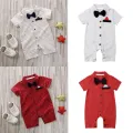 Gentlemen Baby Boy Newborn Bowtie Stripe Romper Bodysuit Outfits Clothes Set. 