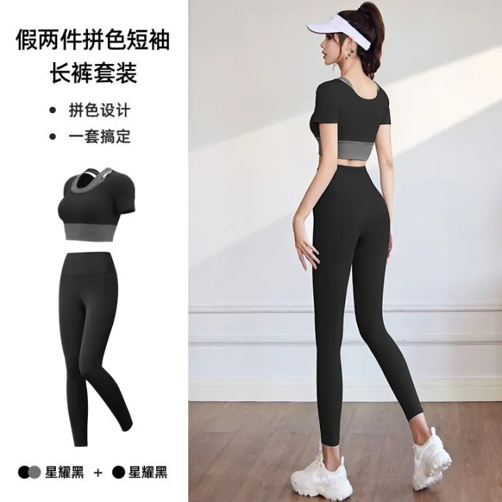 Spring%20and%20Summer%20Yoga%20Clothes%20Sports%20Suit%20Women's%20Casual%20Running%20Quick%20Drying%20Clothes%20Gym%20Clothes%20with%20Chest%20Pad%20Short%20Sleeve%20Suit%20-%20Image%208