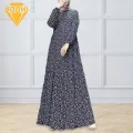 Women Abaya Vintage O Neck Maxi Dress with Long Sleeve A-line Big Hem for Women Soft Patchwork Dubai Turkey Abaya Long Robe Dress. 