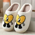 【ZOSR】Bad Cute Bunny Slippers for Women Men Soft Fuzzy Slippers Warm Cozy Love Heart Slippers Plush Slip-On House Slippers. 