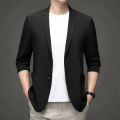 Spring Summer Men Ice Silk Thin Casual Sunscreen Blazer Fashion Casual Male Clothes Long Sleeve Big Size Slim Solid Blazers Coat. 