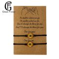 Green forest 1 Set Friendship Card Bracelets Sunflower Dripping Oil Adjustable Bracelets for Daily Wear. 