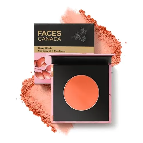 FACESCANADA Berry Blush - Call Me Honey 02, 4g | Lightweight Long Lasting Ultra-Matte HD Finish | Silky Smooth Texture | Melts Effortlessly & Buildable | Absorbs Oil | Shea Butter | Vitamin A & C(FROM INDIA)JEZ