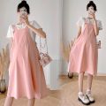 Pregnant Women Summer Short Sleeve Suit Fashion Fashion Mom Casual Outdoor Two-Piece Sling Summer Pregnant Women Overknee Dress. 
