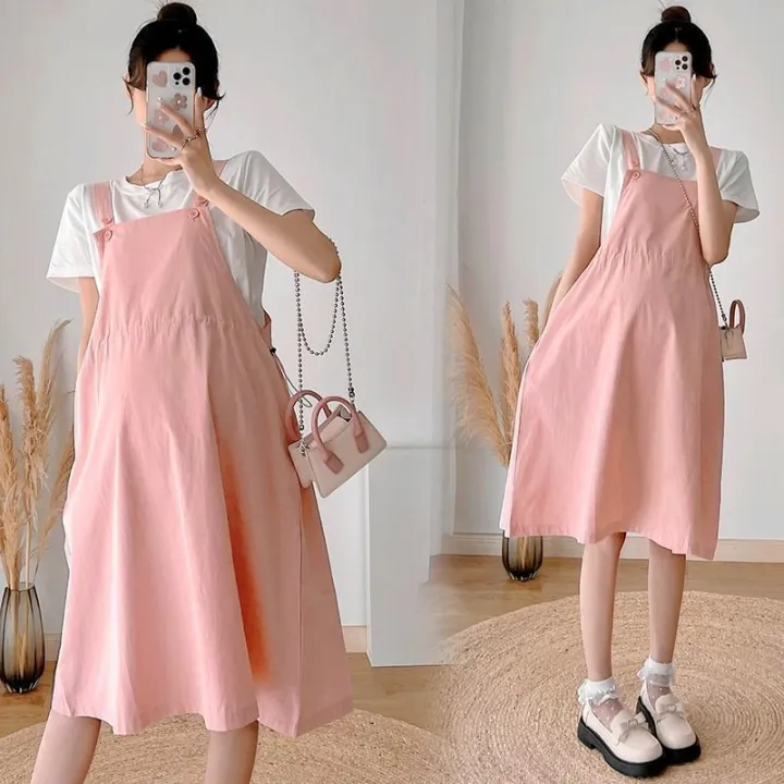 Pregnant%20Women%20Summer%20Short%20Sleeve%20Suit%20Fashion%20Fashion%20Mom%20Casual%20Outdoor%20Two-Piece%20Sling%20Summer%20Pregnant%20Women%20Overknee%20Dress%20-%20Image%203