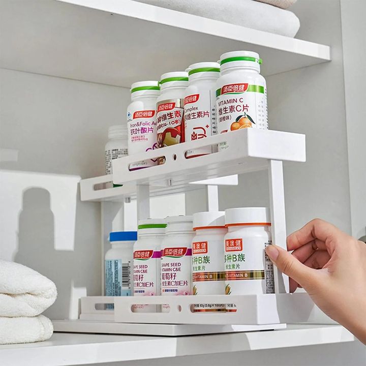Multifunctional Rotating Kitchen Cabinet Spice Rack Single/Double Layer ...