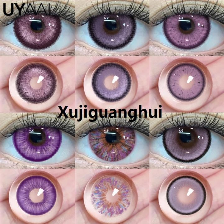 Xujiguanghui ZEBF--UYAAI 1 Pair Purple Lenses for Eyes Color Contacts Anime Colored Lens Violet Pupils for Woman Y2K Lenses for Natural Eyes