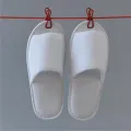 【WEJA】1Pair Hotel Slippers Thickened Disposable Home Guest Indoor Slippers Open Toe Non-slip Couple Travel Slippers. 