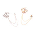 Luxury Rhinestone Crown Brooch Pin Tassel Lapel Pins Men Jewelry Accessories GJCUTE. 