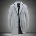 bellylady Fashion Winter Men's Solid Color Trench Coat Warm Long Jacket Single Breasted Overcoat. 