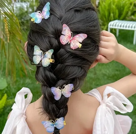 2Pcs%203D%20Butterfly%20Hair%20Clips%20Rhinestone%20Gradient%20Color%20Hairpin%20Girl's%20Moving%20Wings%20Hairpin%20Hair%20Accessories%20-%20Image%202