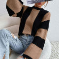 Yfashion Women's Striped Color Block Long Sleeve Sweater Oversized Outfits Knit Pullover Tunic Tops. 