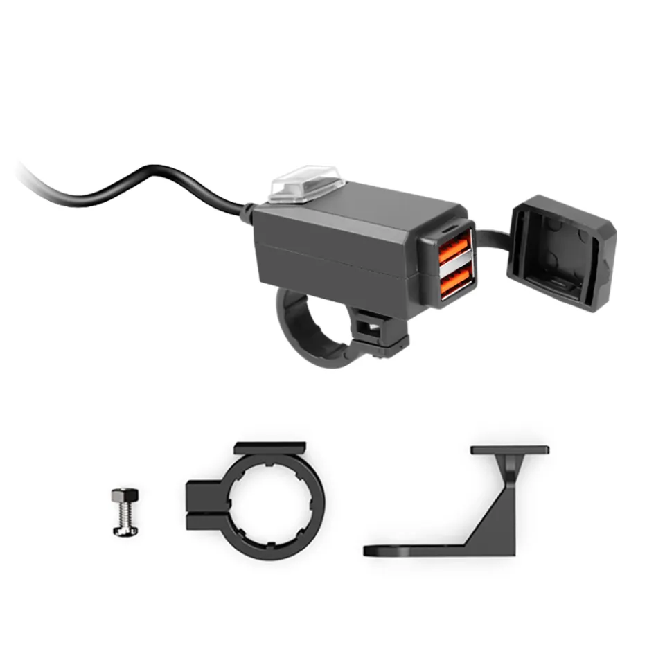thumbnail image 2 of Dual Waterproof USB Charger For Motorcycle, 12V Black Power Adapter With 2 Ports 2 of 3