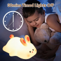 Cute Rabbit Silicone Pat Lamp Soft Light Touch Sensor Bedside Night Light Childern Kid Sleep Accompany Light for Decor Gift. 