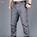 Men's Streetwear Fashion Casual Hip Hop Cargo Pants Amy Hiking Trousers for Outdoor Gray_L. 
