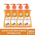 Santoor Classic Gentle Hand Wash Pump with Natural Goodness of Sandalwood & Tulsi| Rich Lathering Formula With Anti-Bacterial Properties| Soft on Hands| Soothes & Hydrates Skin (200ml, Pack of 4) FROM INDIA ABR. 