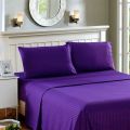 Pure Cotton Self Striped Bedsheet- Violet. 