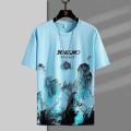 Short Sleeve T T-shirt Men's Fashion Brand Summer National Fashion New Half Sleeve Men's Ice Silk T-shirt Loose Teen All-Matching Top. 