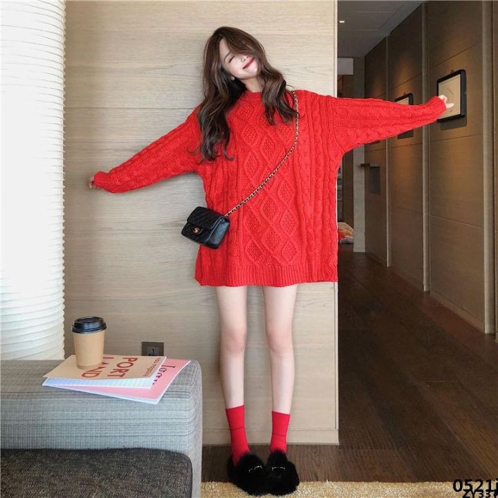 Sweater%20Student%20Sweater%20m%20Fat%20Women's%20Fitted%20Long%20Pullover%20m%20Stroke%20Large%20Size%20Loose%20Twist%20Lazy%20Jacket%20Korean%20Style%20-%20Image%204