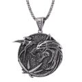 Vintage Gothic Fashion Witcher wizard Pendant Necklace Wolf Head Bird Shape Geralt Animal Collar Chain Punk Bijouteries For Men. 