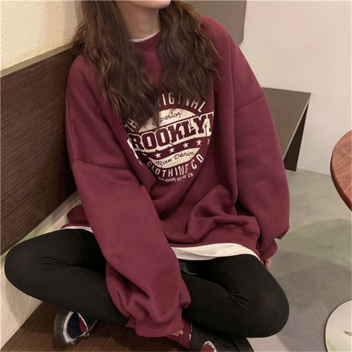 Yfashion Women  Sweatshirt Loose Crew-neck Long-sleeve Letter Printed Pullover Sweater color