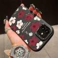 ZeroQiQi for Samsung A53 5G Back Cover Red White Flowers Silver Lens Protection Edge Soft Rubber Mobile Phone Cases. 