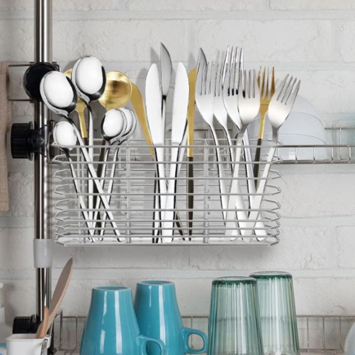 Organized Utensil Racks Stainless Steel Utensil Storage Rack Breathable Drained Cutlery ...