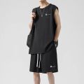 Sleeveless Vest Men's Summer Thin Quick-Dry Basketball Waistcoat Workout Short Sleeve T T-shirt Shorts Two-Piece Set. 