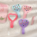 Korean Diamond Makeup Mirror Inlaid Plush Makeup Mirror Girl Heart Shaped Mirror Handheld Makeup Mirror Cute Makeup Mirror Handle Makeup Mirror. 