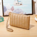 Handwoven Straw Clutch Bag Trendy Design Zipper Eco friendly Bohemian Purse Lightweight Beach Wristlet for Summer Vacation Accessory Casual Outings Stylish Women Evening Events Gift Item. 